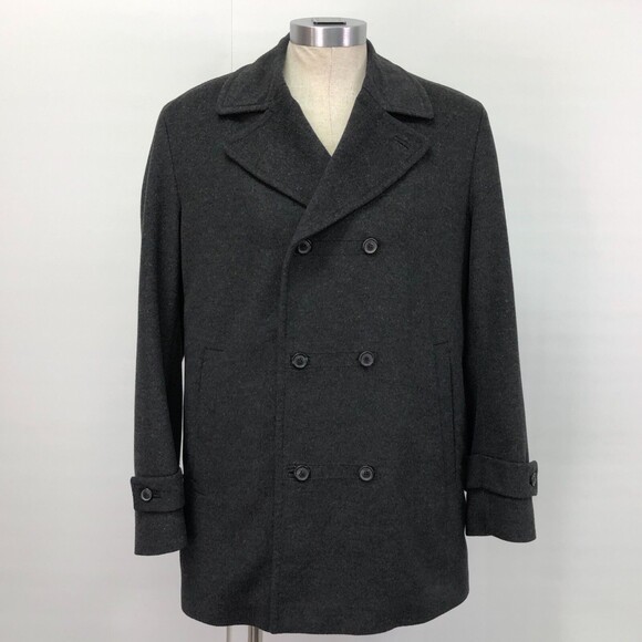 Hugo Boss Carben Men’s 42 R Double Breasted Coat Gray Wool Cashmere Blend - Picture 1 of 12